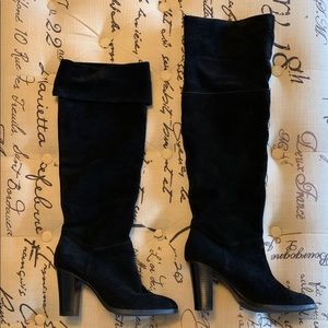 Nine West Black Suede Knee High or Over Knee Boots